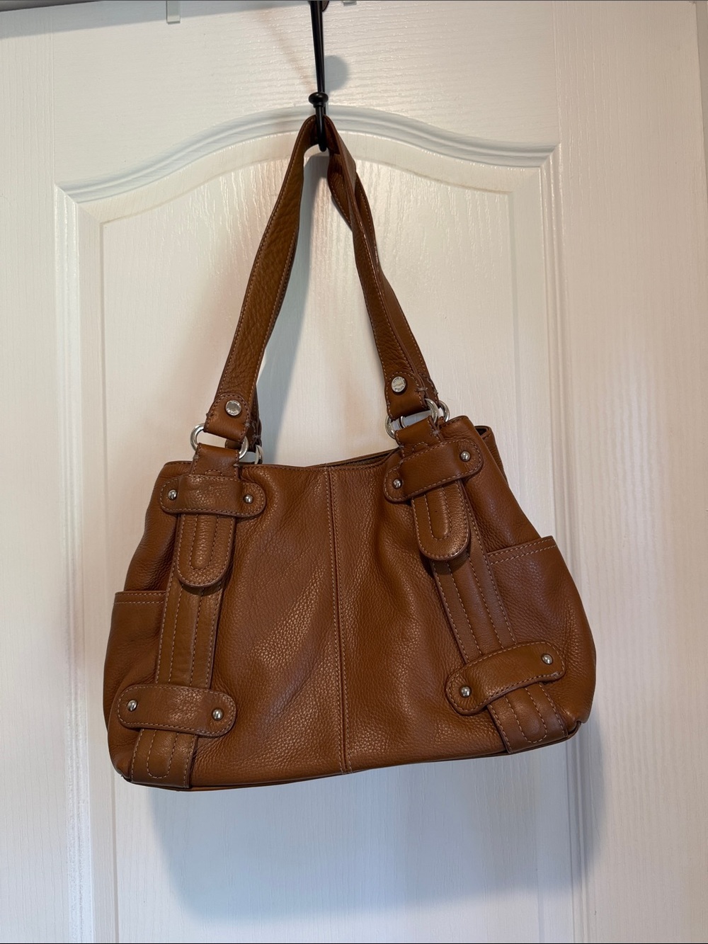Tignanello Classic Brown Leather Tote Handbag
